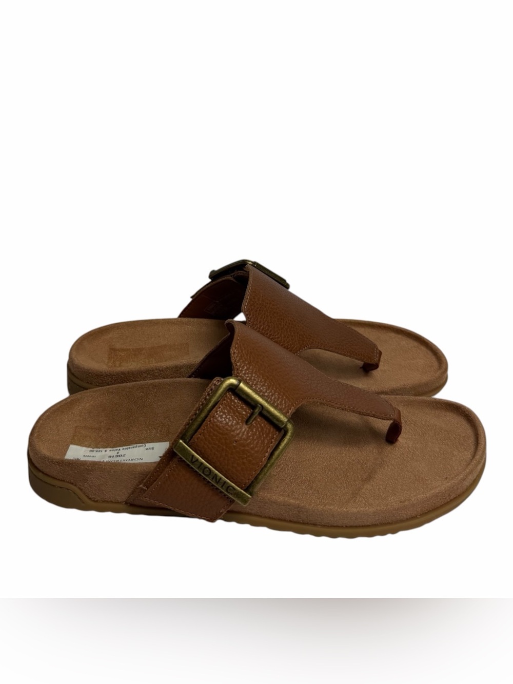 Vionic Emma Brown Buckle Thong Sandals Women's Size 9 NWT